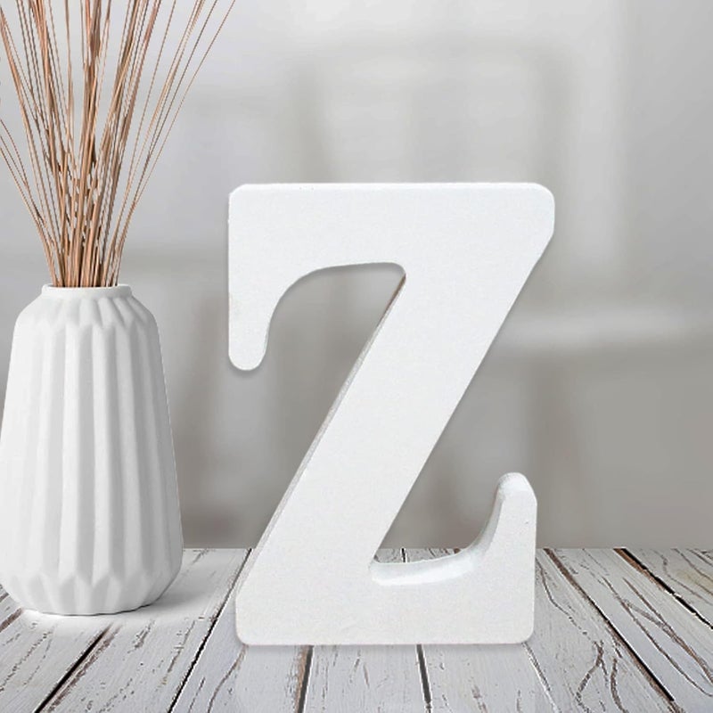 AOCEAN 4 Inch White Wood Letters Unfinished Wood Letter for Wall Decor Decorative Standing Letters Slices Sign Board Decoration for Craft Home Party Projects (Z) - Image 1